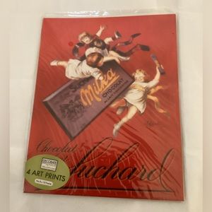 4 french art prints fits 8 by 10 inches advertising Milka and others